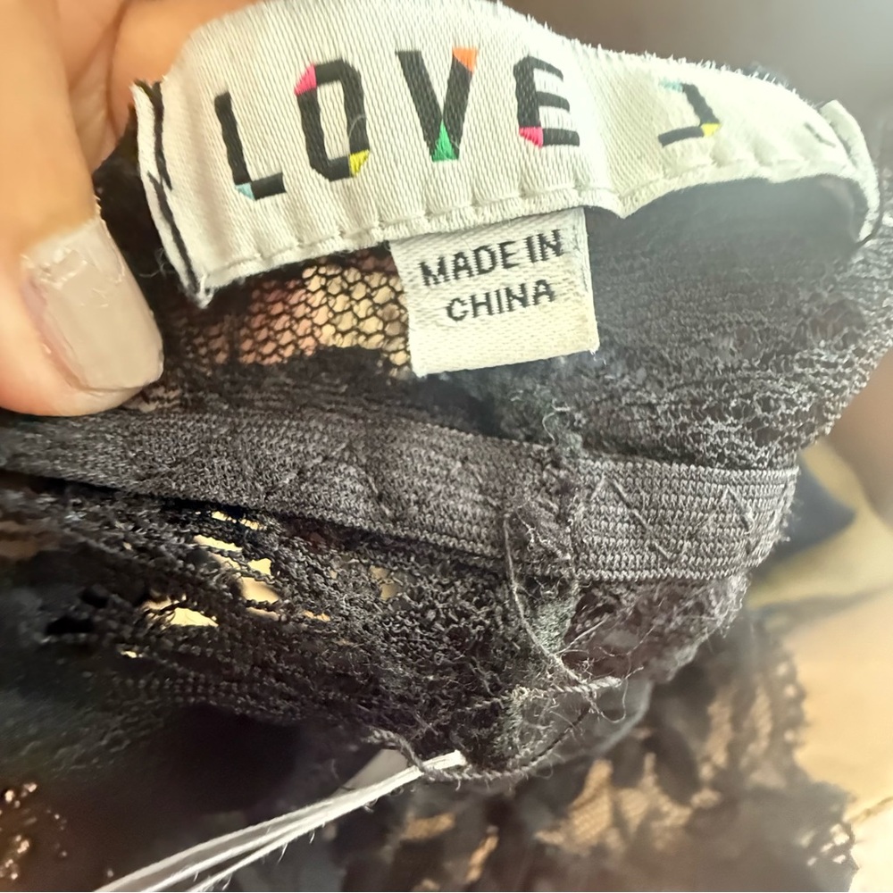 3/$25 Love Black Crop Top with Lace Elegance - Picture 9 of 10